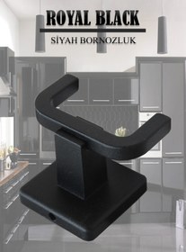 Resim byconsmarkt Kare Model Banyo Bornozluğu Havluluk Duş Aksesuarı Siyah Renk Kare Banyo Bornoz Askısı 