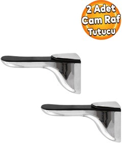 Resim Badem10 Penguen Ayarlanabilir Etajer Cam Tutucu Ahşap Raf Tutucu Cam Etejeri Krom (1 ÇİFT) 