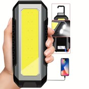 Resim Şarj edilebilir özelliklere sahip taşınabilir LED çalışma lambası, 7 farklı aydınlatma modu sunuyor. İş alanları için ideal, bir manyetik ve asma saç tokası içerir, mekanikçiler, kampçılık, arıza tamirleri ve acil durumlar için mükemmel bir seçimdir. 