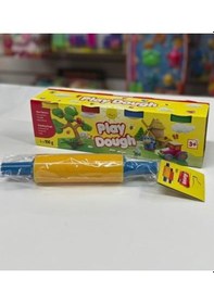Resim 4'lü Çok Renkli Oyun Hamuru Ve Merdanesi Oyun Seti Çok Renkli 