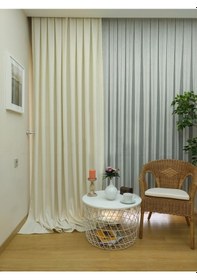 Resim Evdepo Home Keten Ekru Fon Perde Tek Kanat Ekru 