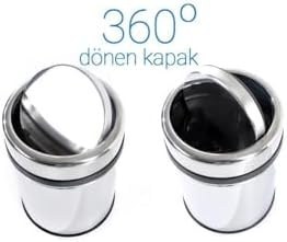 Resim Premium Serisi Pratik Döner Kapaklı 32 Litre Mutfak/Banyo Çöp Kovası Paslanmaz Krom, 32l 