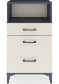 Resim Arges Komodin Tek Raflı 3 Çekmeceli 60x30x106 Antrasit-aytaşı Antrasit 