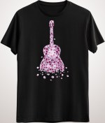 Resim GreenMint Unisex Siyah Flowers Gitar Guitar - Pink 