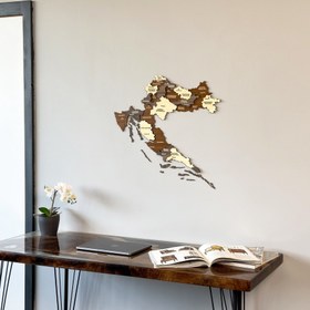 Resim Hırvatistan Ahşap Duvar Haritası - Ahşap Duvar Dekoru 3D ve Çok Renkli - 90x86 cm 