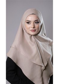 Resim Hürrem Bone Bej Pratik Hazır Geçmeli Tesettür Eşarp Pamuk Caz Kumaş Çift Katlı Düz Hijab 2303 12 