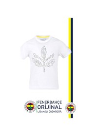 Resim Fenerium Fenerbahçe Lisanslı Palamut Logo Sıfır Yaka Çocuk T-shirt Kişiye Özel Ahşap Kutulu Beyaz 