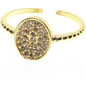 Resim Altın Renk Oval Motif Zirkon Yüzük Ayarlabilir Her Parmağa Olur - 1535 Altın 