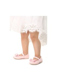Resim Kiko Kids Cırtlı Fiyonklu Kız Çocuk Babet Ayakkabı Ege 200 Rugan Pudra 