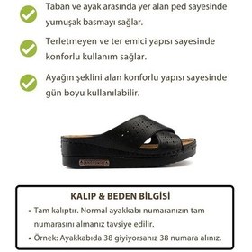 Resim Kadın Ortopedik Yumuşak Tabanlı Terletmeyen Çift Bantlı Hasır Tipi Delikli Rahat Anne Ev İçi Terliği Siyah 