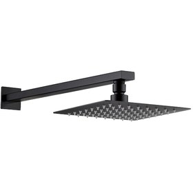 Resim Fause Ankastre Duş Başlığı Borulu Kare Slim Metal 25 X 25 Cm Siyah 