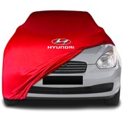 Resim ULTRASHOP Hyundai Accent 3 Sedan (2006-2010) Kırmızı Kumaş Araba Branda Logolu Kumaş Araba Branda Penye Branda 