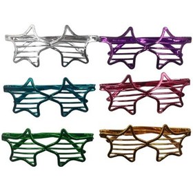 Resim Parti Gözlük Plastik Yıldız Panjur Renkli 12 Adet 14x6 Cm Tüm Yaşlar 