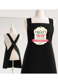 Resim Bk Gift Kişiye Özel Anneler Günü Tasarımlı Çapraz Askılı Siyah Mutfak Önlüğü - 4, Aşçı Önlüğü, Şef Önlüğü, Anneye Hediye Kobitmeyencom35892 Bk Gift Renkli 
