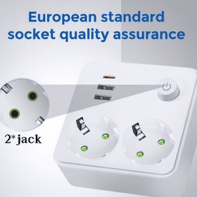 Resim Avrupa standart priz dönüştürücü çok fonksiyonlu anahtarlı ve USB+Type-c şeritli Avrupa standardı çevirici, ev ve ofis bilgisayar ekipmanları için uygun seyahat güç çıkış adaptörü, Seyahat Güç Adaptörü, Evde Kullanım Ünitesi Taşınabilir Dönüştürme Cihazı, Şık Tasarım Dayanıklı Yapı Kaliteli Çözümler, Çift Portluk İkili Bağlantılı Ana Bilgi Arayüzlü Sistem 
