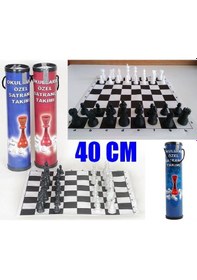 Resim Okul Tipi Satranç Takımı Seti Rulo Satraç Takımı Rulo Çantalı 