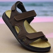 Resim 240105 Ortopedik Taban Erkek Sandalet Erkek Cırtlı Sandalet Kahverengi 