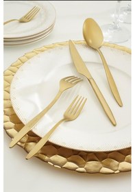 Resim Emsan Goldinoks Yeni Mat Gold 24 Parça 6 Kişilik Çatal Kaşık Bıça 