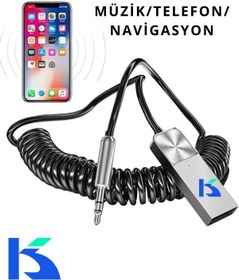Resim KALİTESENİNLE Bluetooth Wireless Bt5.1 Usb To 3,5mm Araç Kiti Bluetooth Araç Içi Fm Transmitter Hifi Ses Destekli 