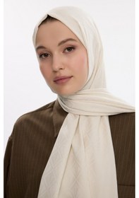 Resim Mirsoy Scarf İpeksi Jakar Şal V Desen Ekru 