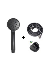 Resim Mintev Siyah Yüksek Basınçlı 5 Fonksiyonlu Ultra Lüx Duş Seti Başlık Siyah Hortum Ve Mafsal Siyah 