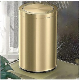 Resim 9l Salıncak Kapaklı Küçük Banyo Çöp Kovası, Altın Çelik Çöp Sepeti, Kompakt 20x31cm Banyo Çöp Kovası 