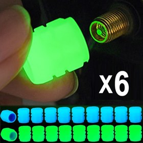 Resim 6 adet Karanlıkta Parlayan Lastik Vana Gövde Kapağı, Dayanıklı Yüksek Yansıtıcı Polimer, Arabalar, Motosikletler, Scooters, Bisikletler için Evrensel Uyum - Çeşitli Renkler (Siyah, Yeşil, Mavi, Turuncu, Pembe), Paskalya Aksesuarları, Pil Olmadan 