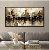 Resim Yağlı Boya Dokulu Tablo Modern Soyut İnsanlar Siyah Çerçeveli U05005-178957 