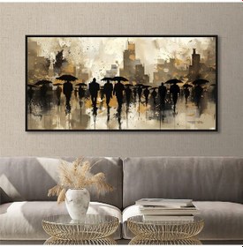 Resim Yağlı Boya Dokulu Tablo Modern Soyut İnsanlar Siyah Çerçeveli U05005-178957 