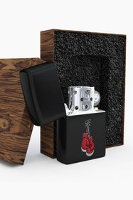 Resim Omotasarım Boks Eldiveni Mat Siyah Metal Çakmak – Yeniden Doldurulabilir 