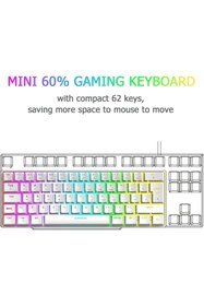 Resim VOOKA Trol Blue Switch Mini Rgb Oyun Klavyesi Gaming Mekanik 62 Tuşlu 18 Rgb Led Usb Tip-c Kablosu Beyaz 
