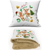 Resim Yılbaşı Hediyesi Battaniyeli Yastık Kırlent Happy New Year Opsiyonel Tv Battaniyeli Yastık 36x36cm 