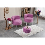 Resim WATERYBROOK Sydney İkili Berjer Puf Set - Tekli Koltuk - Cafe, Ofis, Balkon, Kafe, Bahçe, Salon Mobilyası 