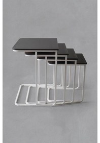 Resim Beyaz Ayak - Statik Vegas Zigon Sehpa - Antrasit 