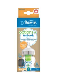 Resim 150 ml Geniş Ağız Antikolik Options+ Cam Biberon, Tekli Paket 