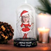 Resim Noel Baba Kostümlü Güzel Kız Fanus Biblo 