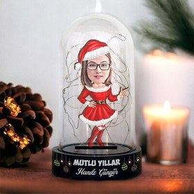 Resim Noel Baba Kostümlü Güzel Kız Fanus Biblo 