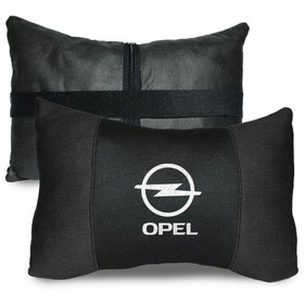 Resim shop OPEL LOGOLU SİYAH ORTOPEDİK TERLETMEZ KUMAŞ ARAÇ BOYUN YASTIĞI 2 ADET OTO BOYUN YASTIĞI 