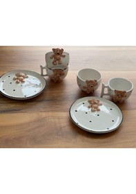 Resim Meggdecor Teddy Bear 6 Parça 2 Kişilik Kahvaltı Seti Beyaz 