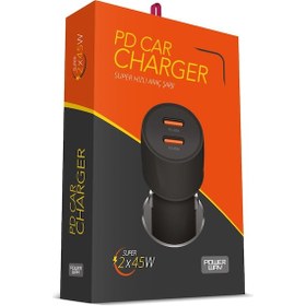 Resim Powerway CC45 45W PD Ultra Hızlı 2x Type-C Girişli Araç İçi Çakmaklık Şarj Adaptörü Araç Şarj Başlığı 