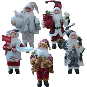 Resim 30.48 cm Noel Baba Heykeli Süsü - Çoklu Pozlarla Klasik Yılbaşı Dekorasyonu, Dayanıklı Plastik / Hem Kapalı hem Açık Alan Kullanımı İçin Elektrik Gereksiz Festiv Hediye Fikri Ev Ofis Cadılar Bayramı Sonbahar Toplanabilir Figür 