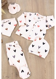 Resim Sitilin Kız Erkek Bebek Natural Pamuk Kumaş 5 Li Hastane Çıkışı Yenidoğan Set Stl6608 Beyaz 
