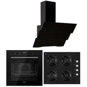 Resim Ferre QBL63CS - S2140 - D023 Black Plus Serisi Cam Ankastre Set 