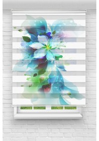 Resim Perdecizade Enxboy Mavi Çiçek Dijital Baskılı Zebra Perde-cocuk Odası-stor Perde Renkli 