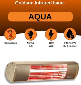 Resim Goldsun Aqua 1500 Watt GSA15 Kumandasız Suya Dayanıklı Elektrikli İnfrared Isıtıcı-Bej 