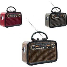 Resim Zengezur Bluetooth Hoparlör Ahşap Renk Vintage Işıklı Nostaljik Radyo Fm Ahşap Görünümlü 