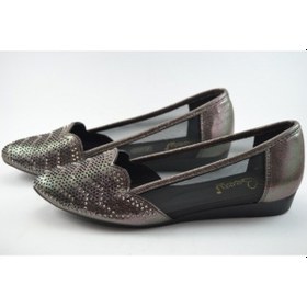 Resim Beety Bz.S04 Füme Transparan Taşlı Kadın Babet Ayakkabı Füme 