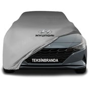 Resim ULTRASHOP Hyundai Elantra 7 (2020 - ) Gri Kumaş Araba Branda Logolu Kumaş Araba Brandası Penye Oto Branda 