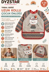 Resim DYZSTAR Tribal Serisi Sıvı Geçirmez Uzun Kollu Bebek Mama ve Aktivite Önlüğü Boho Tasarımlı Kırıntı Cepli BLW Uyumlu 
