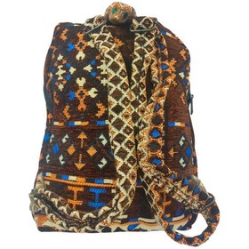 Resim Anatolian Carpet Hand Made Design Sırt Çantası - Heybe Çanta - Deri Işlemeli -kahverengi Kahverengi 